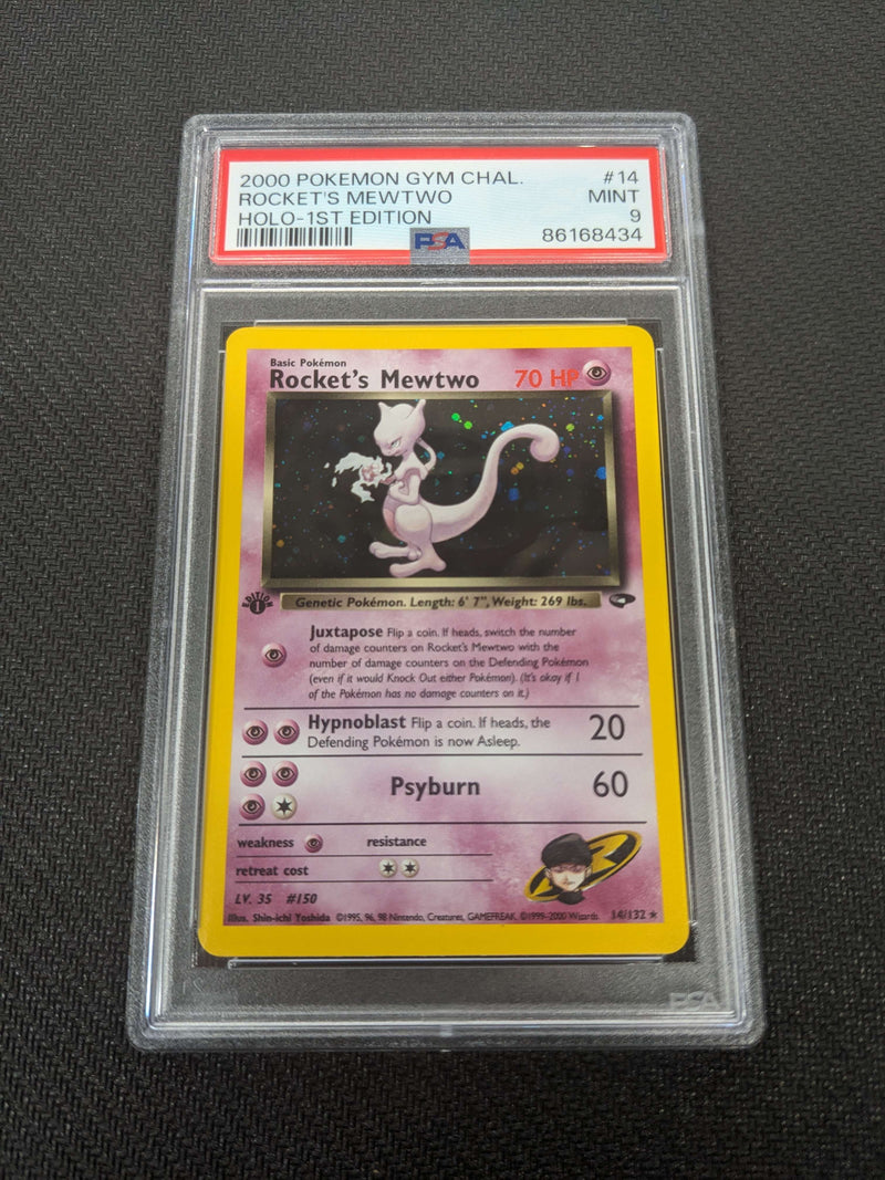 Rocket's Mewtwo (14/132) [Gym Challenge 1st Edition] (Graded - PSA 9)