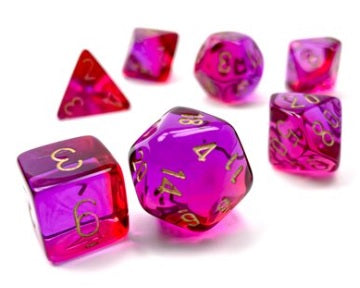 Gemini Translucent Red-Violet/gold Polyhedral 7-Die Set - CHX26467