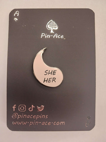 Customizable Pride Pin: She/Her Left