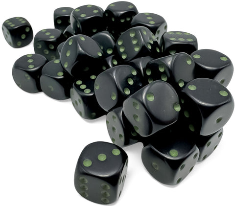 36 Opaque Black/green 12mm D6 Set - CHX25858