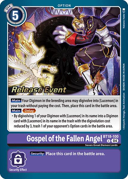 Gospel of the Fallen Angel [BT18-100] [Release Special Booster Ver.2.0 Promos]