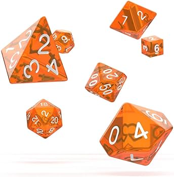 Oakie Doakie Dice - RPG-Set Translucent Orange