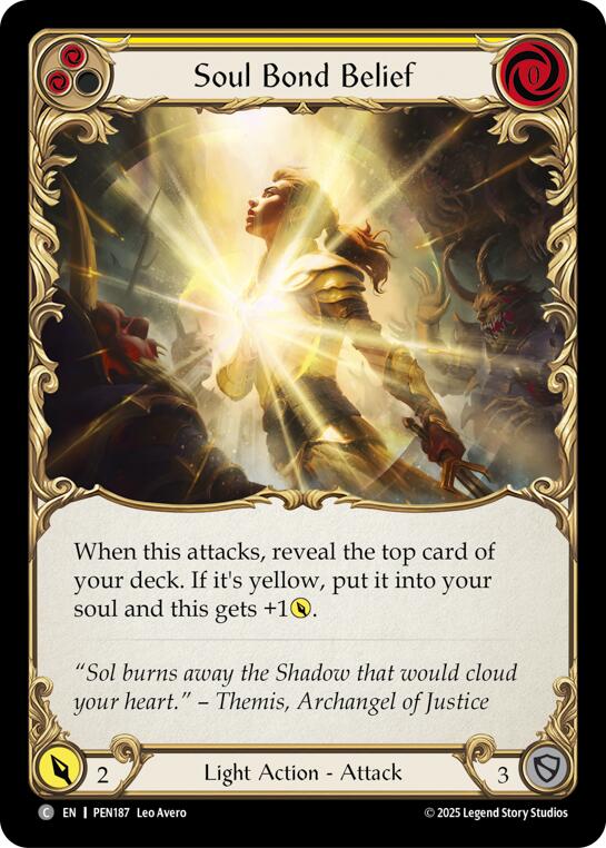 Soul Bond Belief (Yellow) (Rainbow Foil) [PEN187] (Compendium of Rathe)  Rainbow Foil