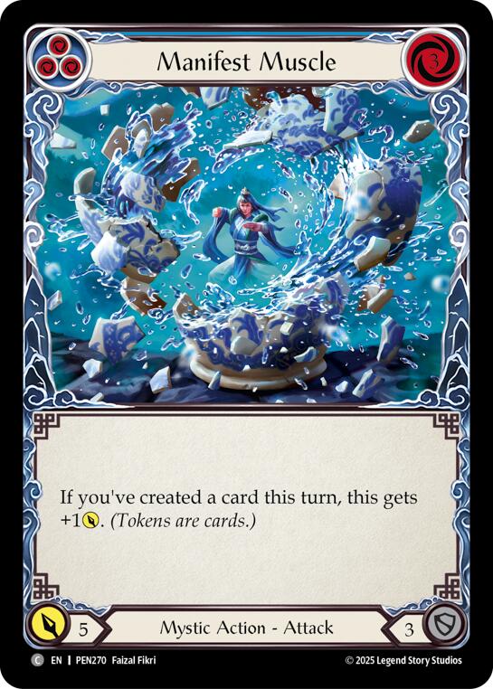 Manifest Muscle (Blue) (Rainbow Foil) [PEN270] (Compendium of Rathe)  Rainbow Foil