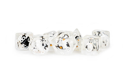 Resin Polyhedral 7 Dice Set - Penguin Inclusion