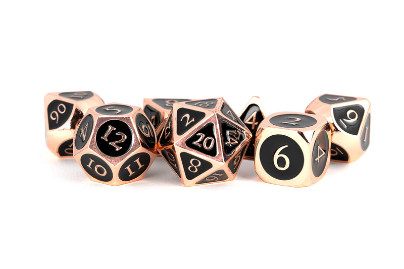 Metal Dice Set of 7 - Copper w/ Black Enamel