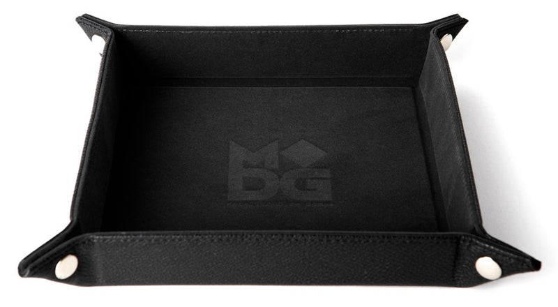 Folding Square Velvet Dice Tray - Black