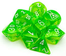 Lab Dice - Translucent Rad Green/White 7 Dice set - CHX30062