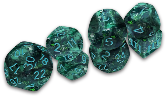 Funky 7-Die Set Verdigris Grecian Vase DCC Dice
