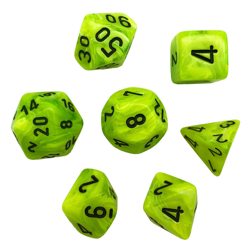 Vortex Bright Green/black Polyhedral 7-Dice Set CHX 27430