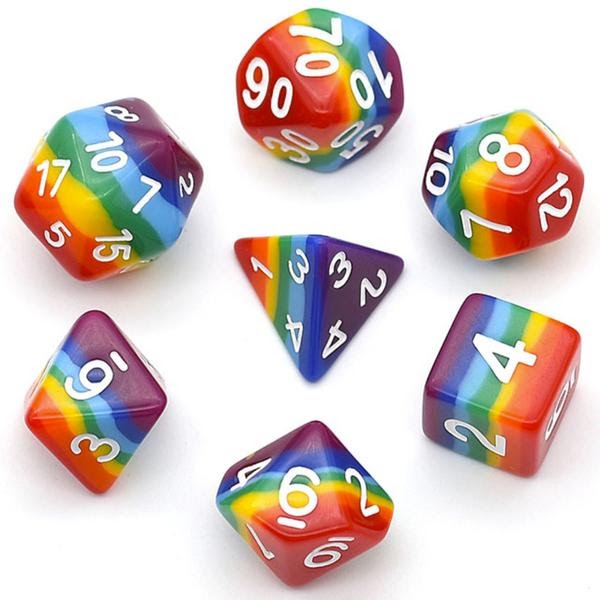 Opaque Rainbow RPG Dice Set