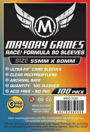 Mayday Games Race! Formula 90 Sleeves - 55MM x 80MM 100ct