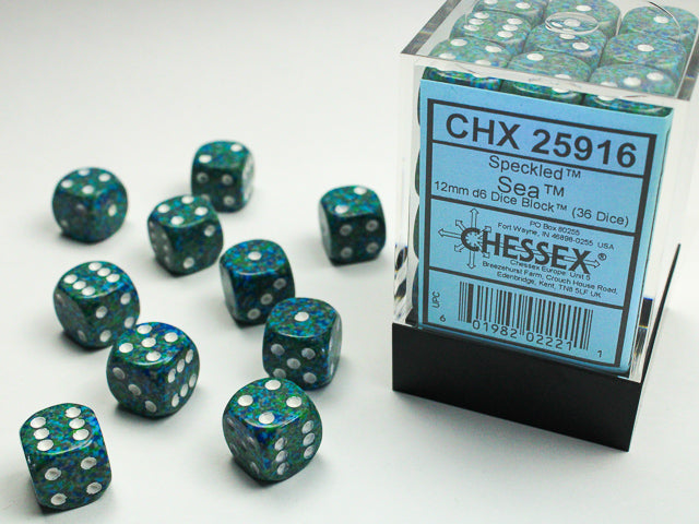 36 12mm Sea Speckled D6 Dice Block - CHX25916