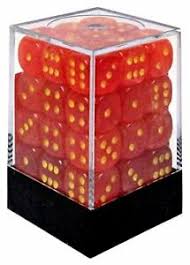 Ghostly Glow Orange and Yellow 36ct 12mm D6 Dice Block - CHX27923