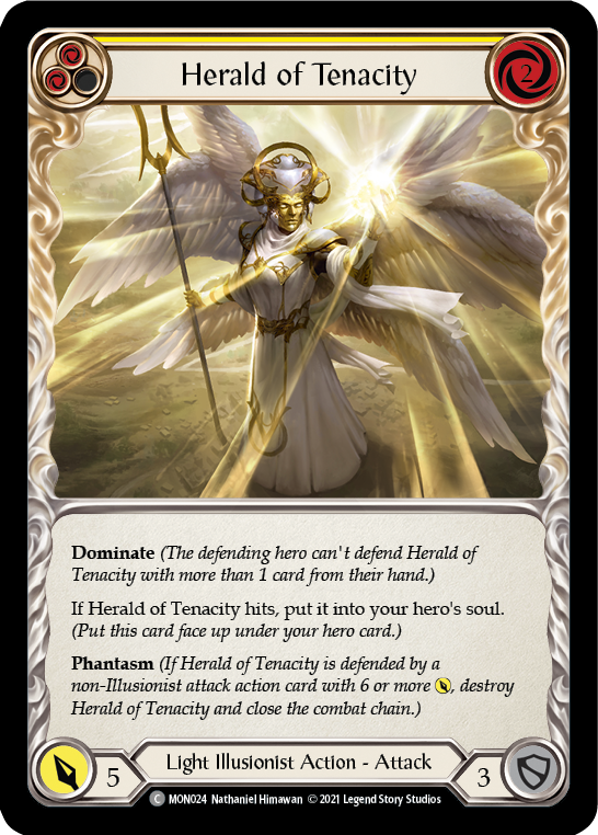Herald of Tenacity (Yellow) (Rainbow Foil) [MON024-RF] 1st Edition Rainbow Foil