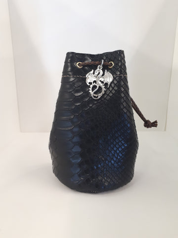 Black Medium Dragonhide Drawstring Dice Bag
