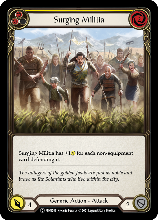 Surging Militia (Yellow) (Rainbow Foil) [U-MON288-RF] Unlimited Rainbow Foil