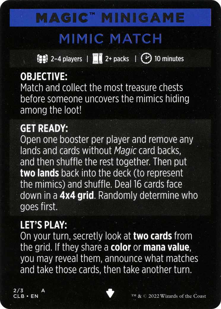 Mimic Match (Magic Minigame) [Commander Legends: Battle for Baldur's Gate Minigame]
