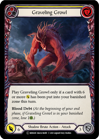 Graveling Growl (Yellow) (Rainbow Foil) [U-MON145-RF] Unlimited Rainbow Foil