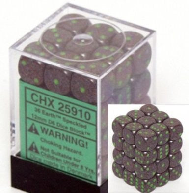 36 12mm Earth Speckled D6 Dice - CHX25910