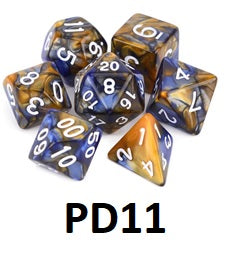 Marble Dice Set: Blue/Gold PD11