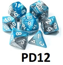 Marble Dice Set: Turquoise/Silver PD12
