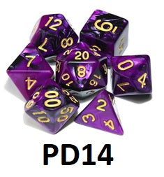Marble Dice Set: Purple/Black PD14
