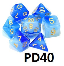 Transparent Dice Set: Blue/White PD40