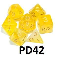 Transparent Dice Set: Yellow/White PD42