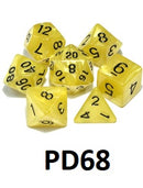 Black Font Dice Set: Bumble Bee Swirl PD68