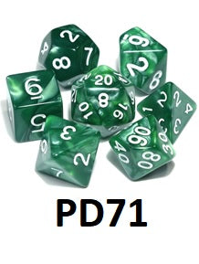 White Font Dice Set: Emerald Swirl PD71