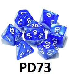 White Font Dice Set: Sapphire Swirl PD73