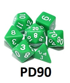 Opaque Dice Set: Green/White PD90