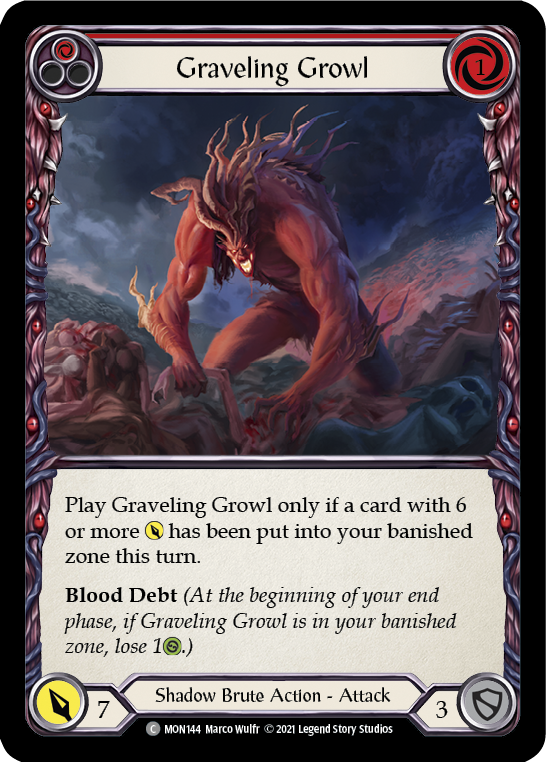 Graveling Growl (Red) (Rainbow Foil) [MON144-RF] 1st Edition Rainbow Foil