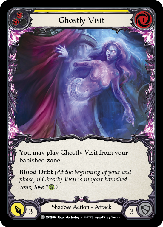 Ghostly Visit (Yellow) (Rainbow Foil) [MON204-RF] 1st Edition Rainbow Foil