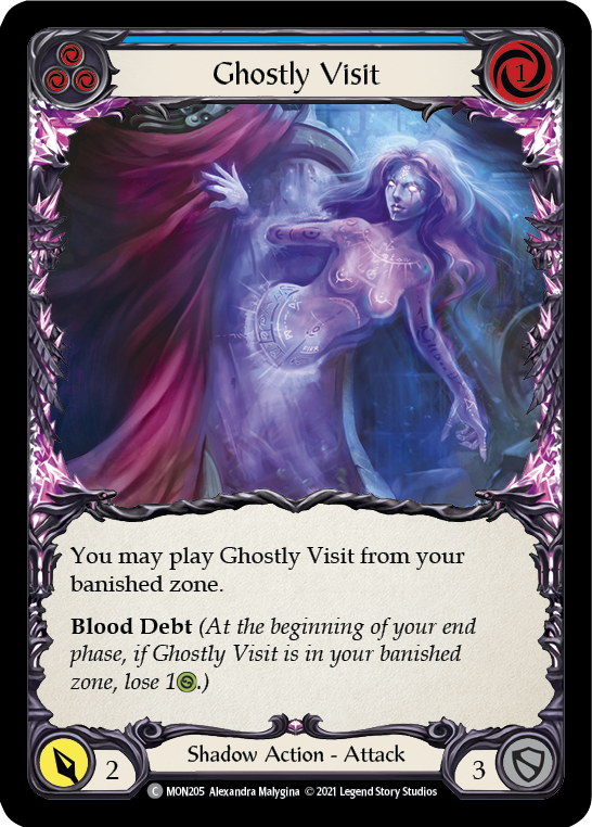 Ghostly Visit (Blue) (Rainbow Foil) [MON205-RF] 1st Edition Rainbow Foil
