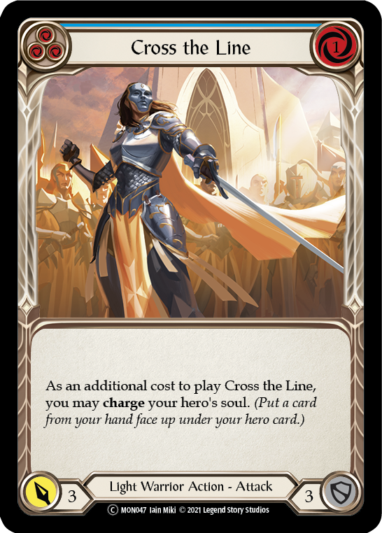 Cross the Line (Blue) (Rainbow Foil) [U-MON047-RF] Unlimited Rainbow Foil