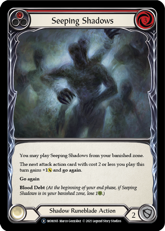 Seeping Shadows (Red) (Rainbow Foil) [U-MON165-RF] Unlimited Rainbow Foil