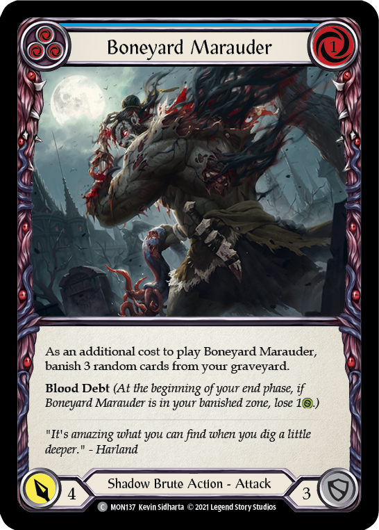 Boneyard Marauder (Blue) (Rainbow Foil) [MON137-RF] 1st Edition Rainbow Foil