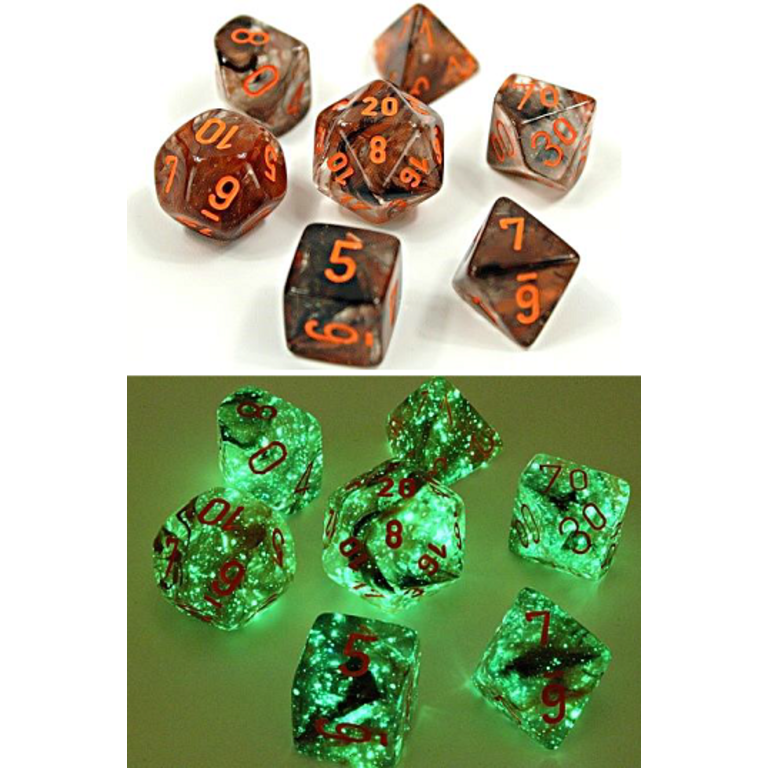 Lab Dice Nebula Copper Matix / Orange 7 Dice set - CHX30040