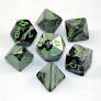 7 Gemini Black-Grey/ Green Mini-Polyhedral Set - CHX 20645