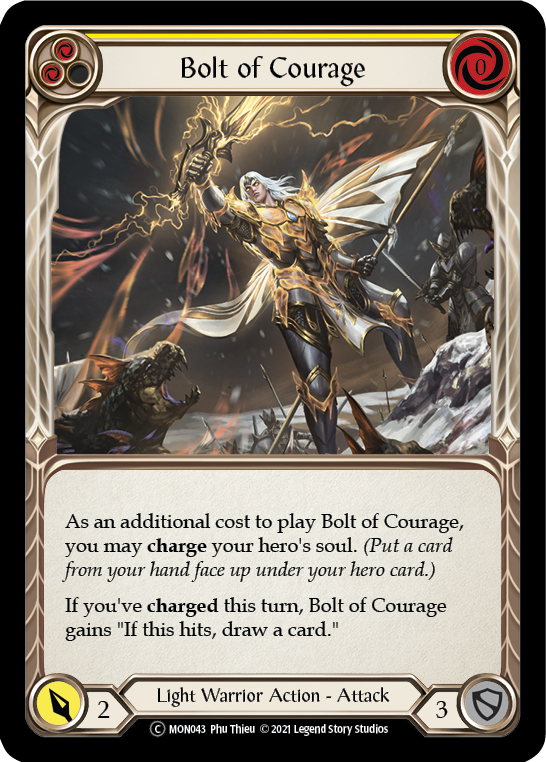 Bolt of Courage (Yellow) (Rainbow Foil) [U-MON043-RF] Unlimited Rainbow Foil