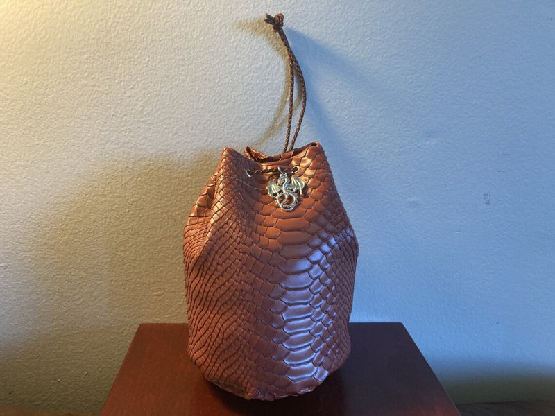 Brown Large Dragonhide Drawstring Dice Bag