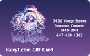 A mockup of the design of a HairyT.com Gift Card
