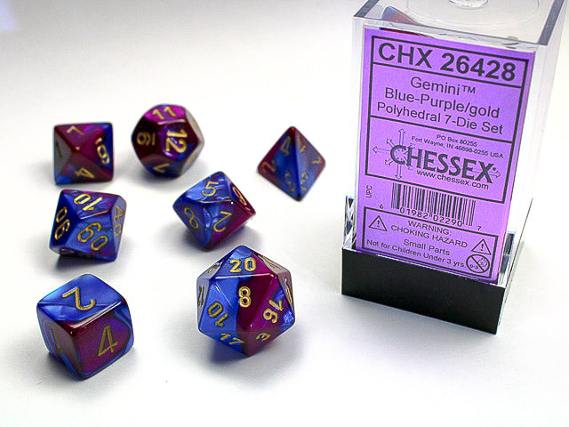 Gemini Blue-Purple/gold Polyhedral 7-Die Set - CHX26428