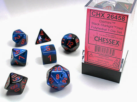Gemini Black-Starlight/Red Polyhedral 7-Die Set - CHX26458