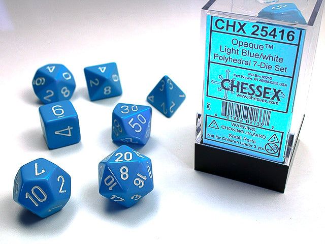 Opaque Light Blue/white Polyhedral 7-Dice Set CHX 25416