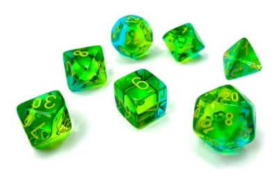 Gemini Translucent Green-Teal/Yellow Polyhedral 7-Die Set CHX26466