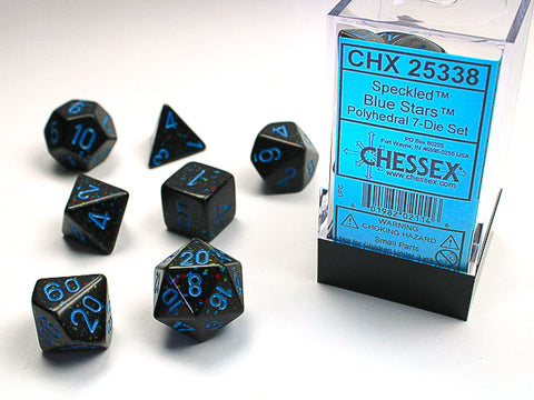7 Speckled Blue Stars Polyhedral Dice Set - CHX25338