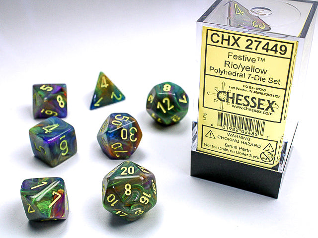 7 Festive Rio/yellow Polyhedral Set - CHX27449